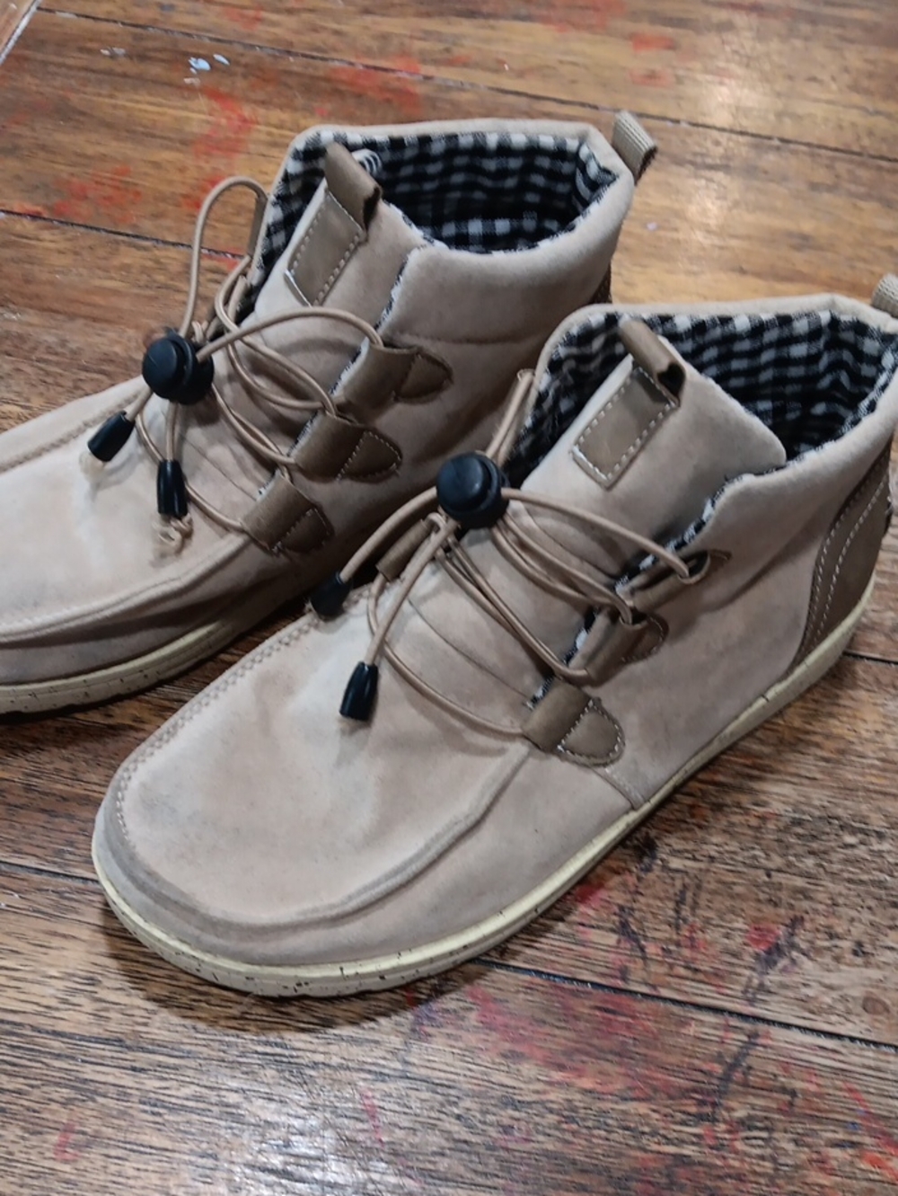 Men's Tan Suede Casual Ankle Boots - Lace Toggle Closure